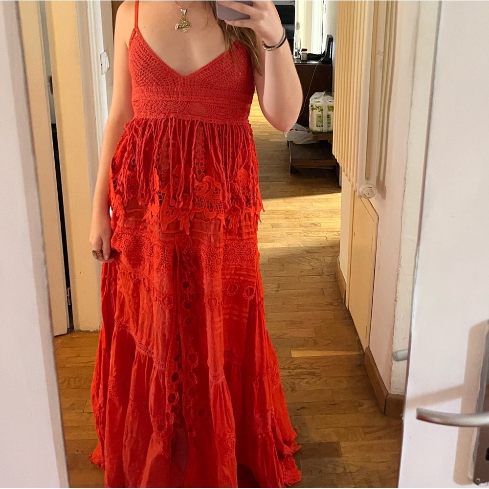 SOLD Crochet lace maxi dress from Positano Italy.